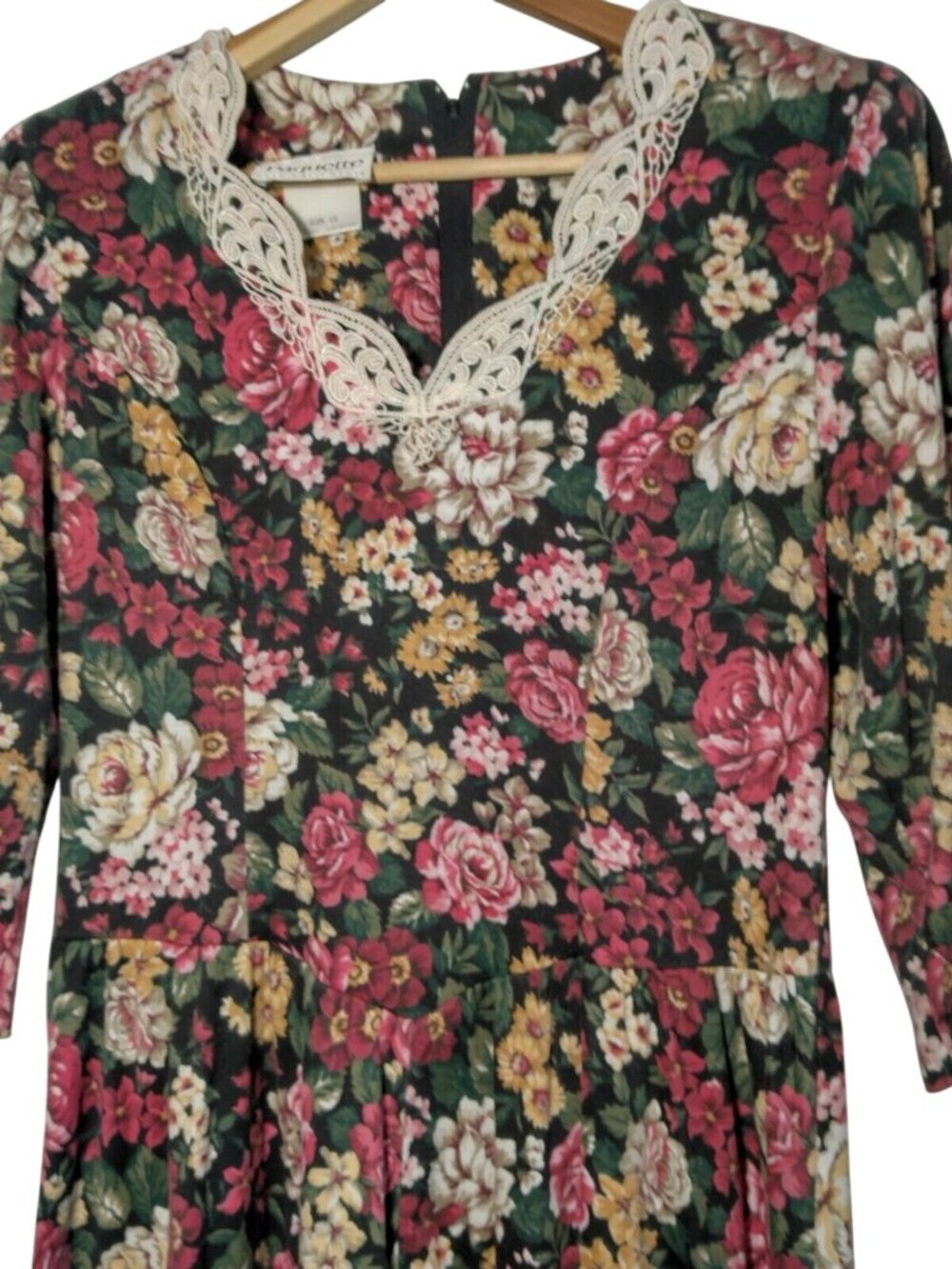 Vintage 1980s Paquette Petite Byer California Dress 10P Knit Floral Cottagecore - Picture 1 of 14